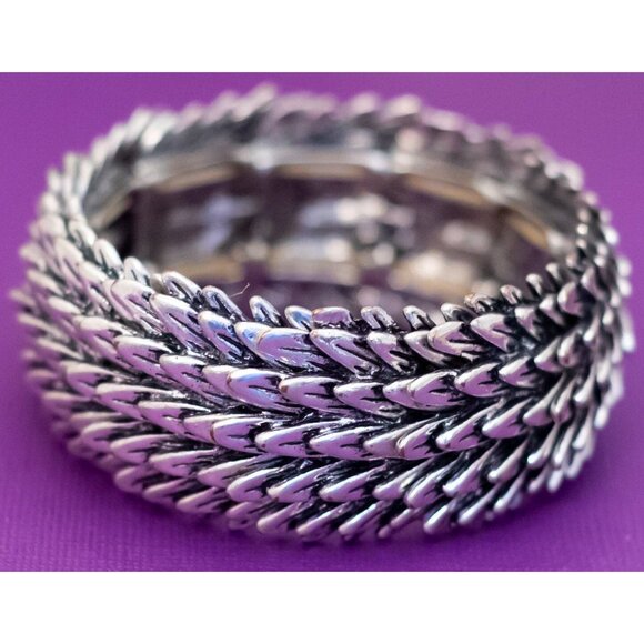 7 inch, Vintage Feather Shards Silver Tone Bracelet - Q41 - Picture 2 of 3